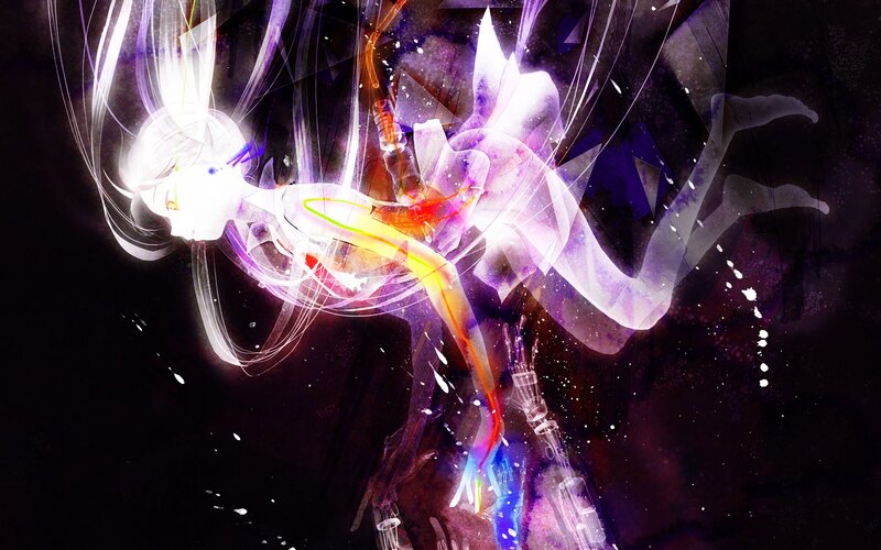 Anime Character in Motion — Purple, Dynamic, Night