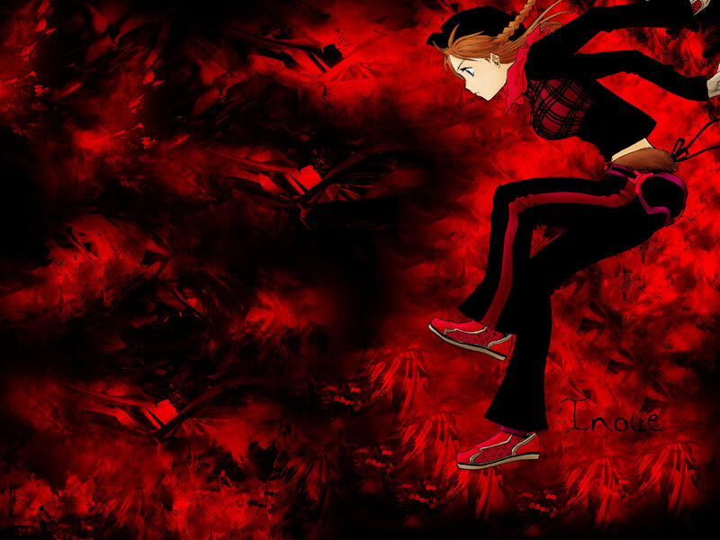 Anime Character in Motion — Red, Dramatic, Manga, Red Background