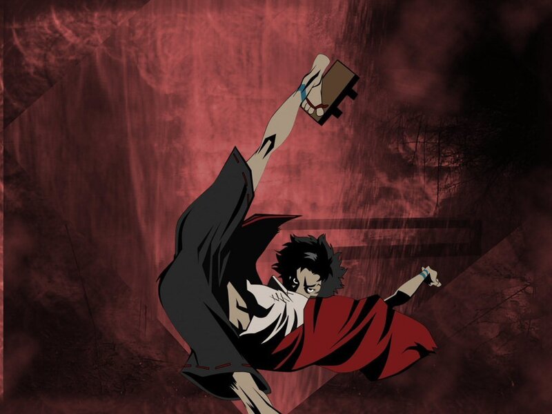 Anime Character in Motion — Red, Dramatic, Sandal