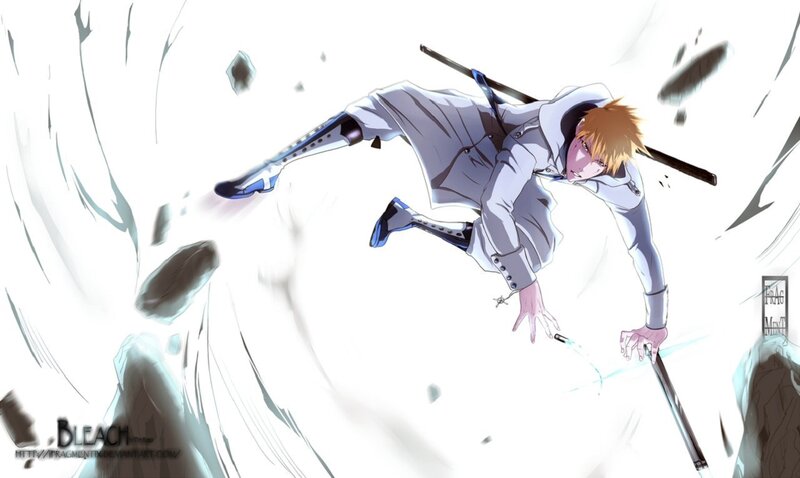Anime Character in Motion — White, Dramatic, Digital Art, Sword