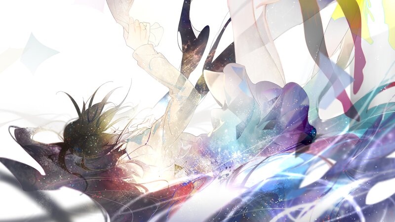 Anime Character in Motion — White, Dynamic, Digital Art, Hair, Clothing, Light Effects