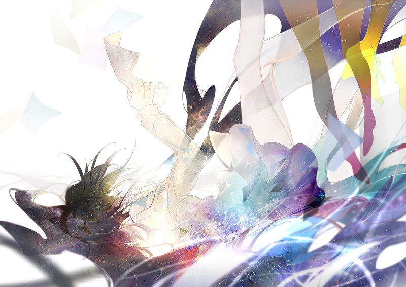 Anime Character in Motion — White, Dynamic, Digital Art, Hair, Clothing