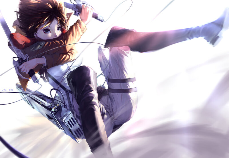 Anime Character in Motion — White, Dynamic, Digital Art, Mechanical Gear