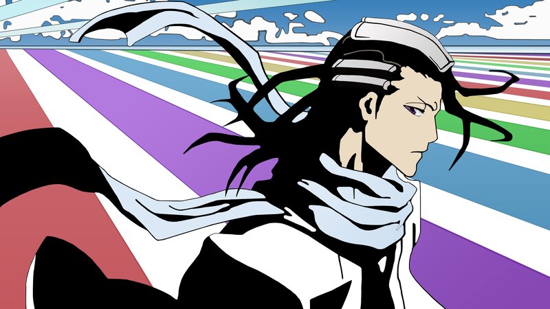 Anime Character in Motion — White, Dynamic, Scarf