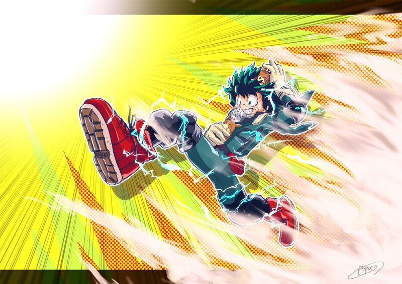 Anime Character in Motion — Yellow, Dynamic, Manga