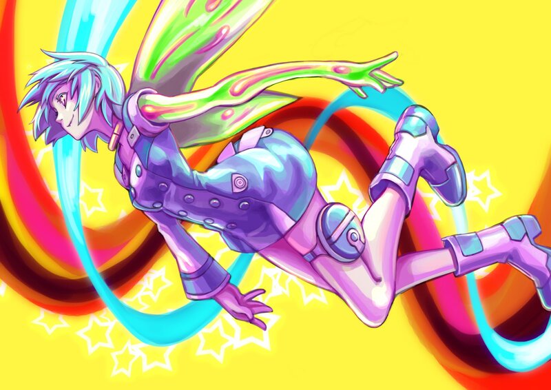 Anime Character in Motion — Yellow, Energetic