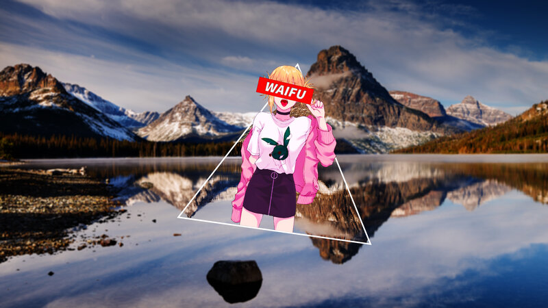 Anime Character in Mountains — Blue, Serene