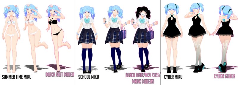Anime Character in Multiple Outfits — Blue