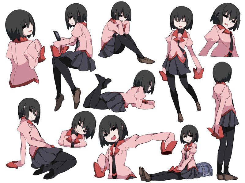 Anime Character in Multiple Poses — Pink