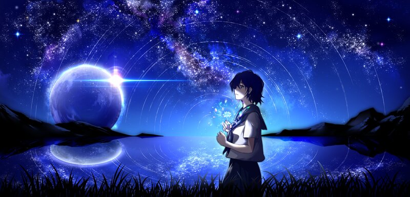 Anime Character in Night Scene