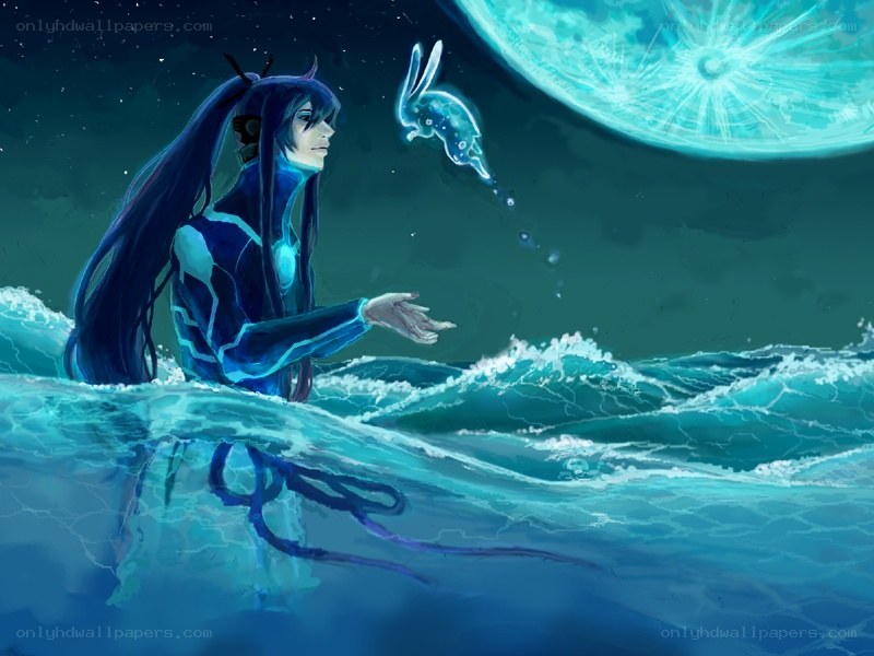 anime character in ocean