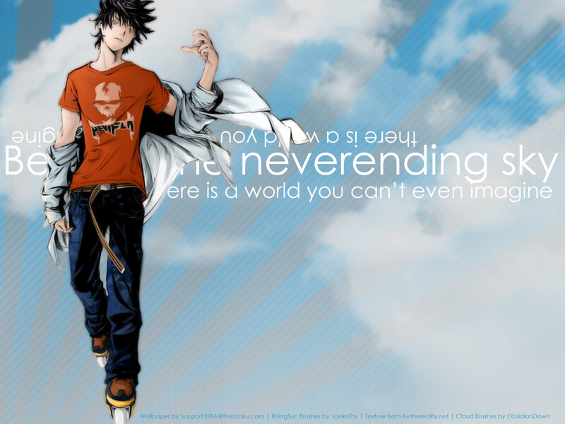 Anime Character in Orange Shirt — Blue