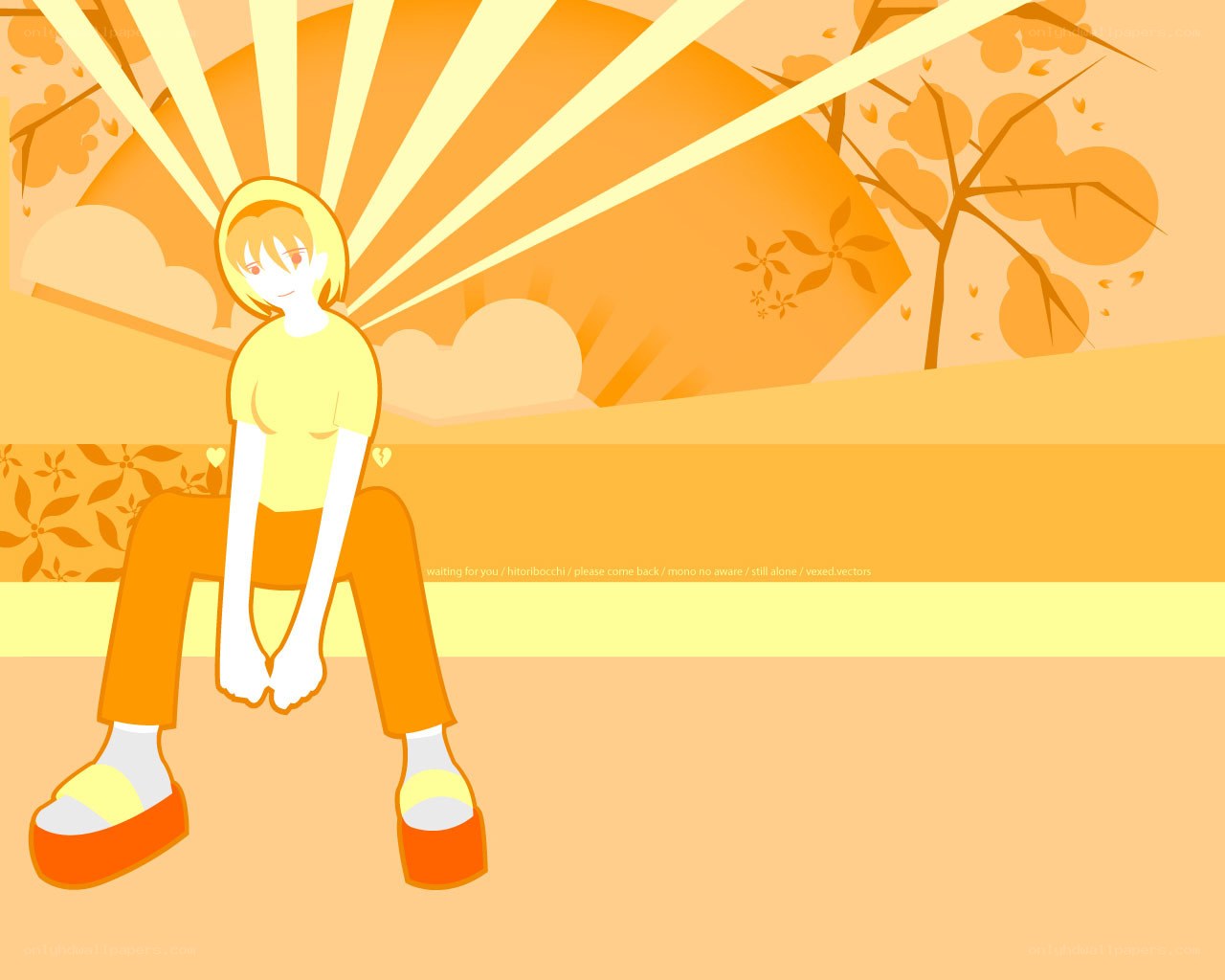 Anime character in orange sunset