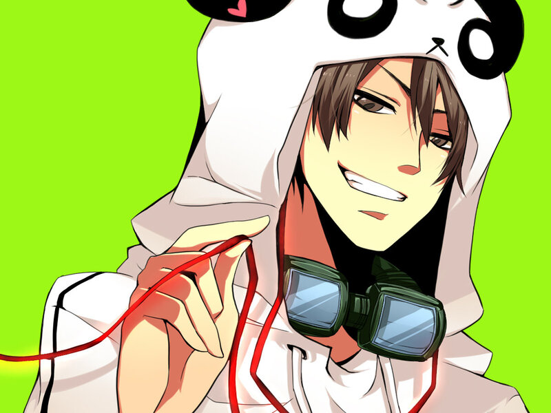 Anime Character in Panda Hoodie — Green