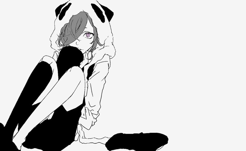 anime character in panda hoodie