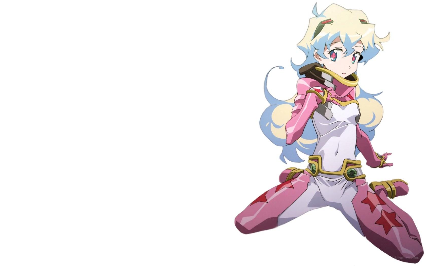 anime character in pink armor
