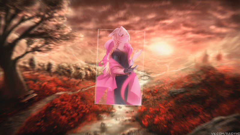 Anime Character in Pink Coat — Red