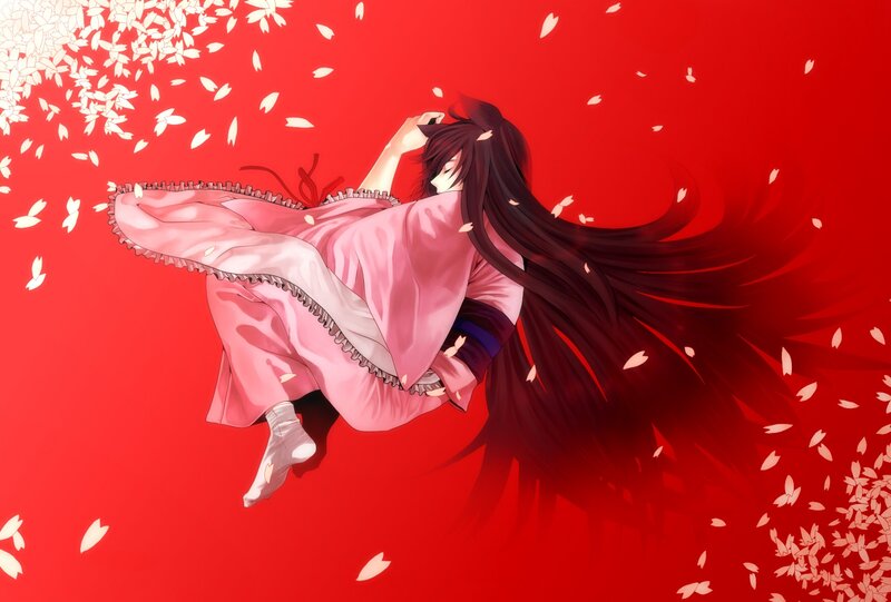 Anime Character in Pink Kimono — Red