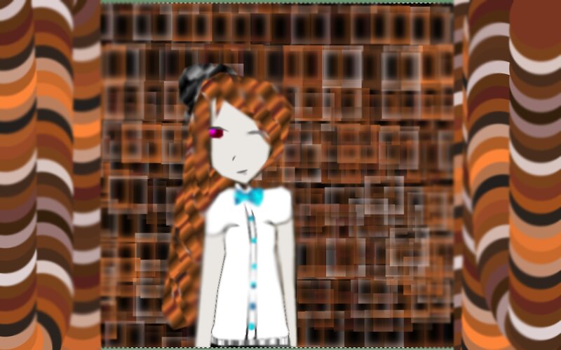 anime character in pixelated room