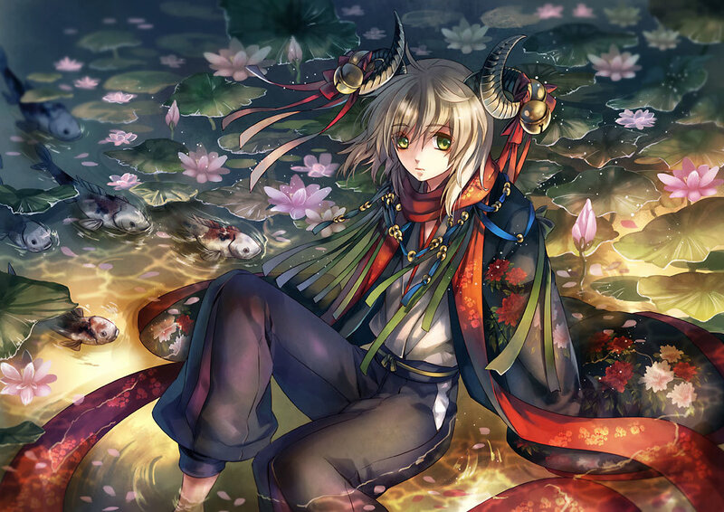 Anime Character in Pond