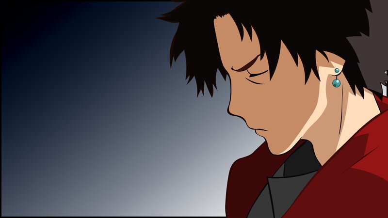 Anime Character in Profile — Black, Dramatic, Earring