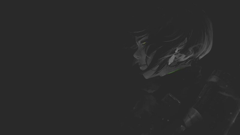 Anime Character in Profile — Black, Dramatic, Night, Digital Art
