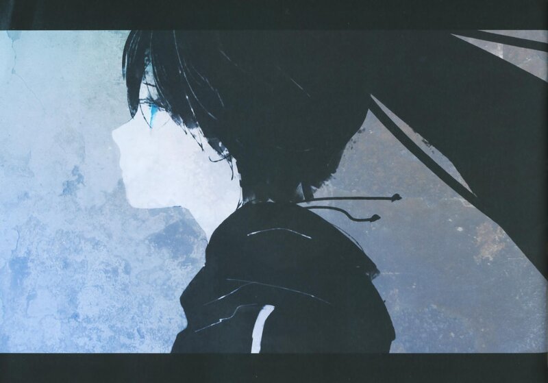 Anime Character in Profile — Black, Dramatic, Profile View, Hoodie