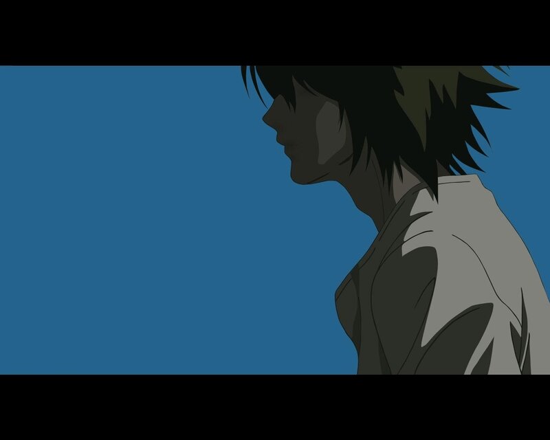 Anime Character in Profile — Blue, Dramatic, Blue Background