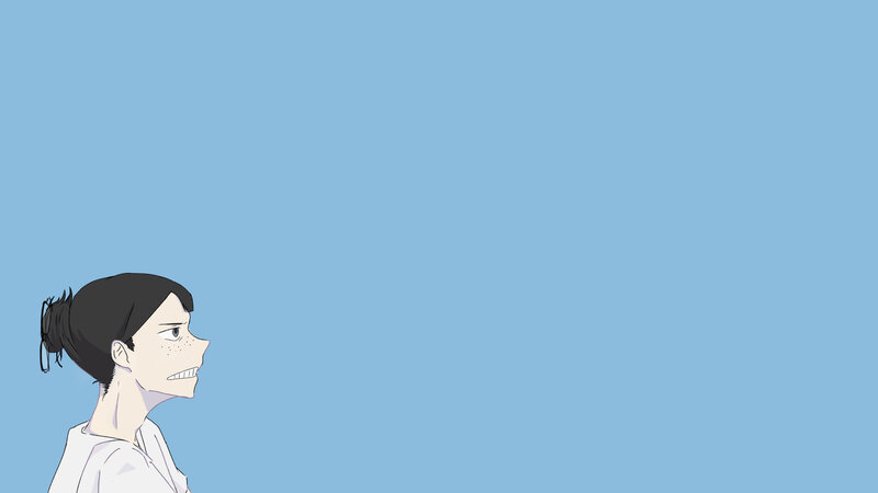 Anime Character in Profile — Blue, Neutral