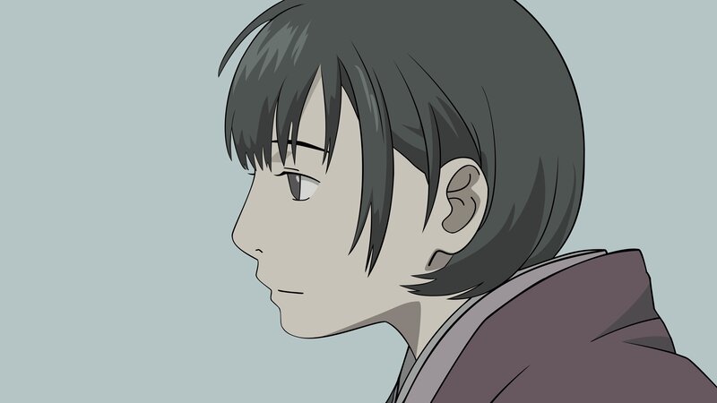 Anime Character in Profile — Gray, Neutral, Profile View