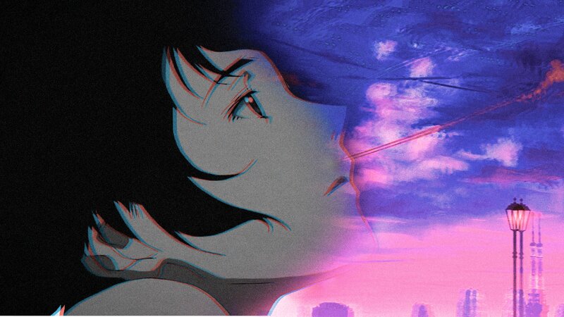 Anime Character in Profile — Purple, Dramatic, Sunset