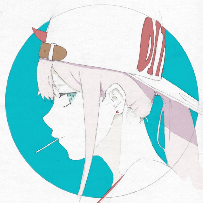 Anime Character in Profile — White, Calm