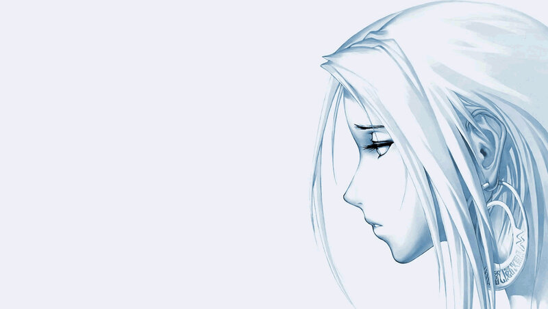 Anime Character in Profile — White, Serene