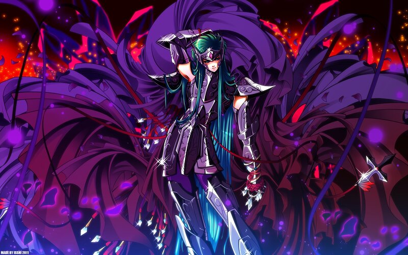 anime character in purple armor