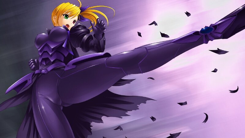 anime character in purple armor