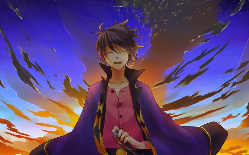 anime character in purple cloak