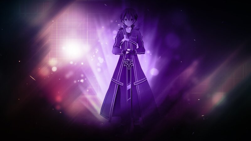 Anime Character in Purple Coat — Dramatic, Night