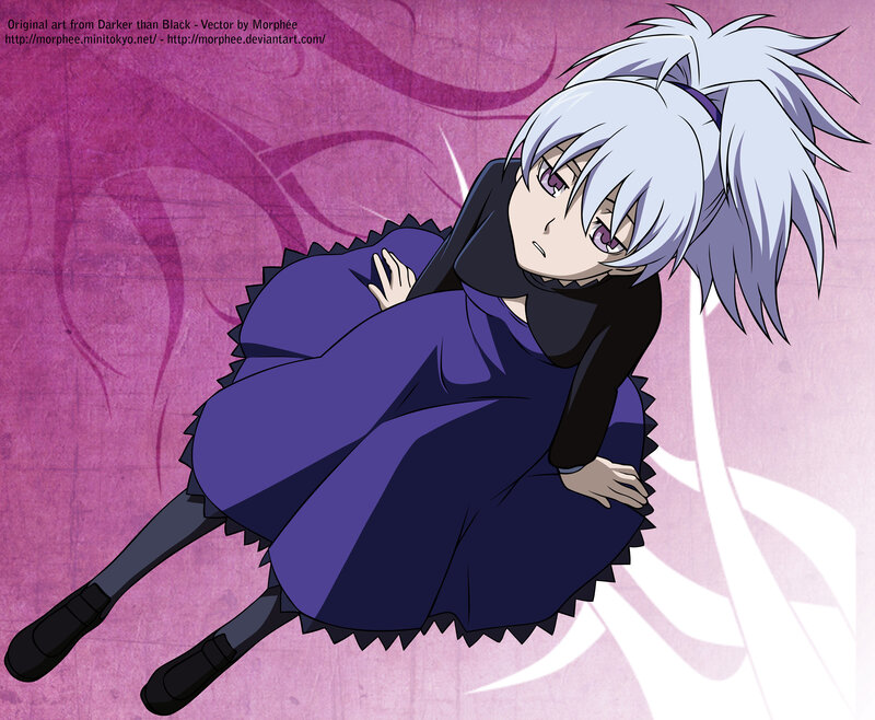 Anime character in purple dress