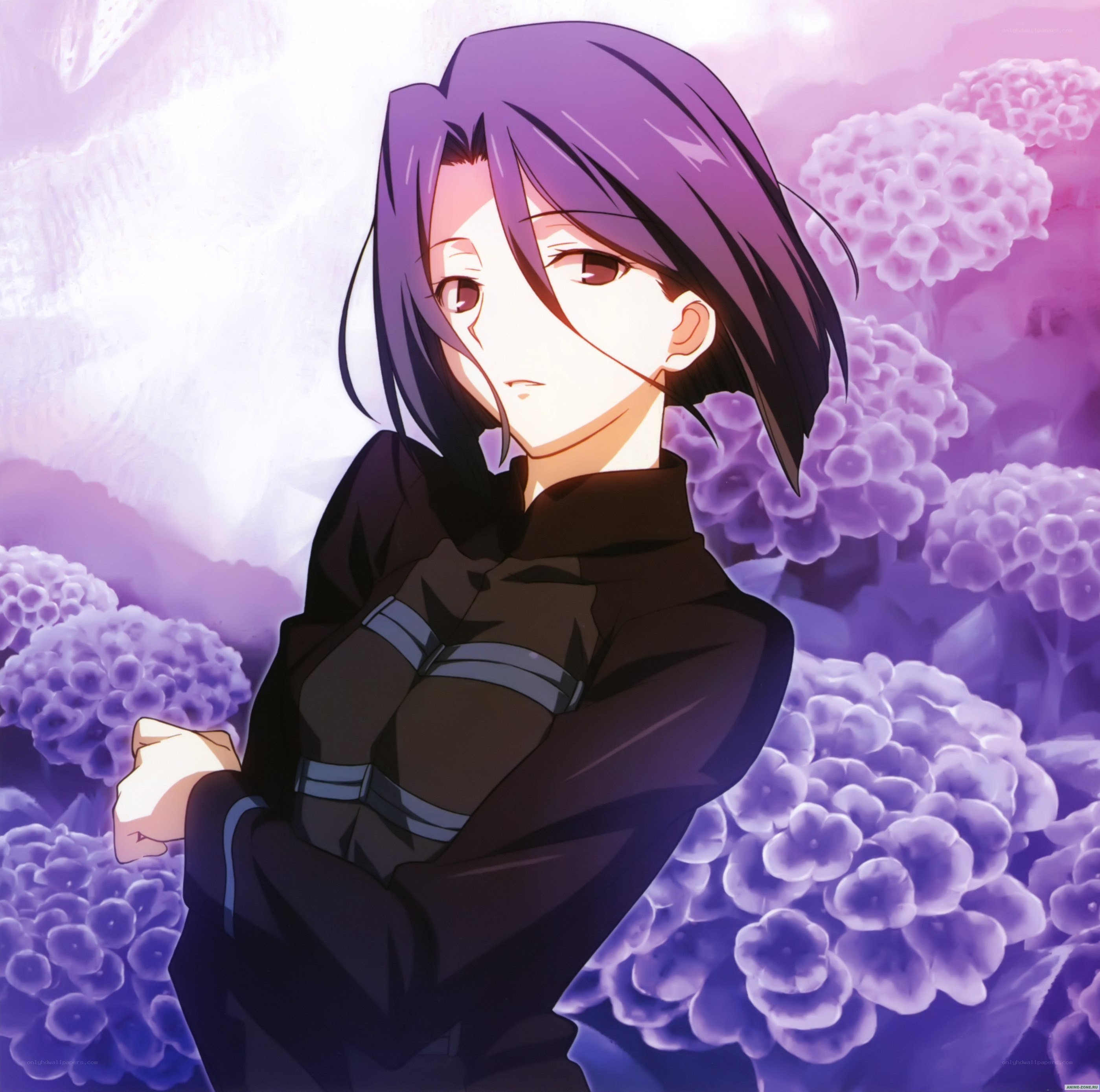 anime character in purple flowers