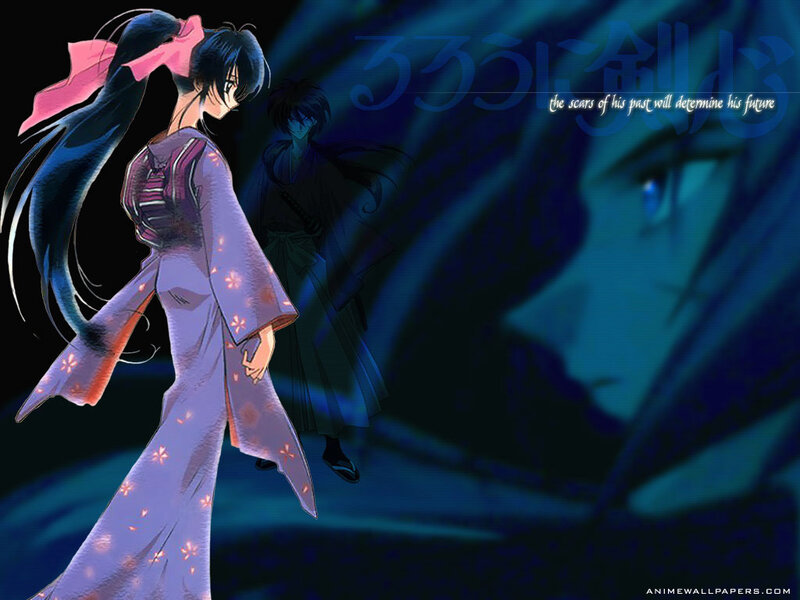 Anime character in purple kimono