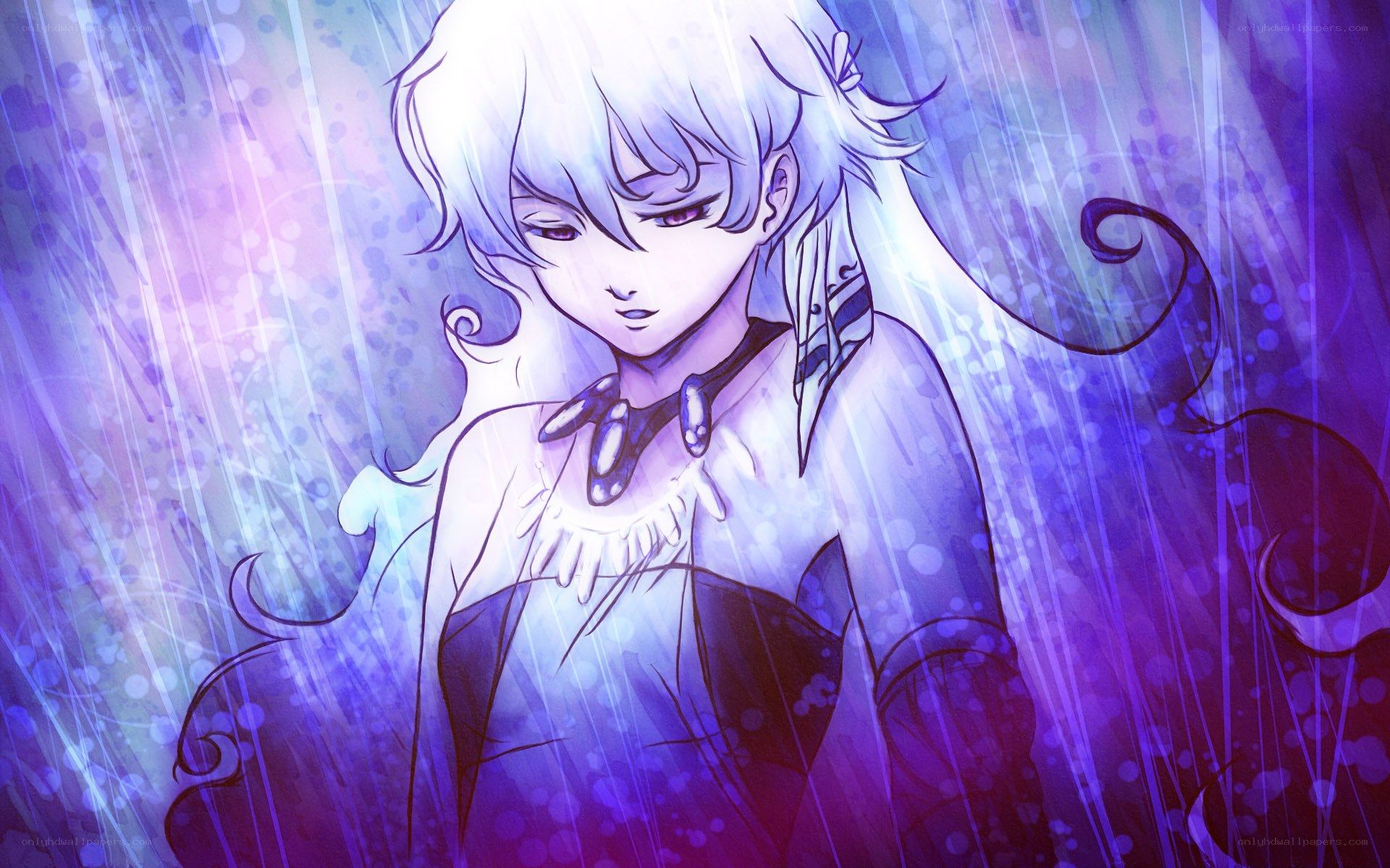 anime character in purple light