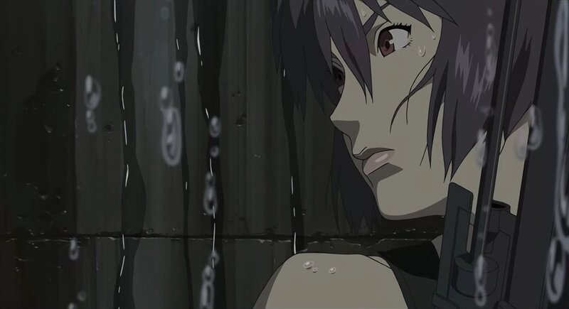 anime character in rain