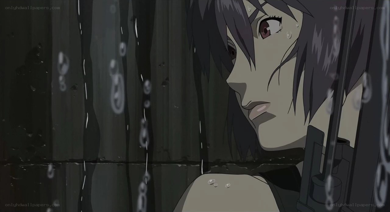 anime character in rain