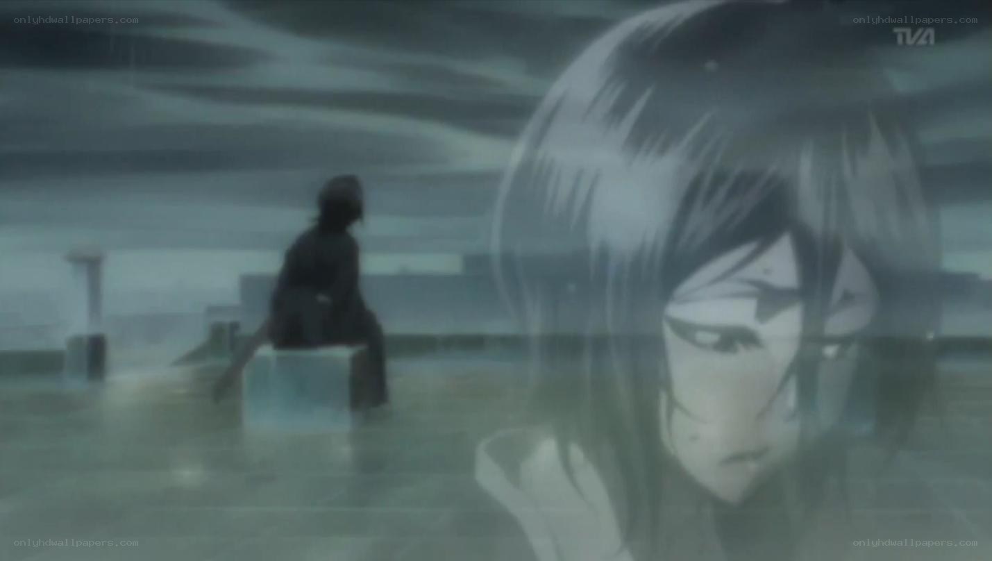 anime character in rain
