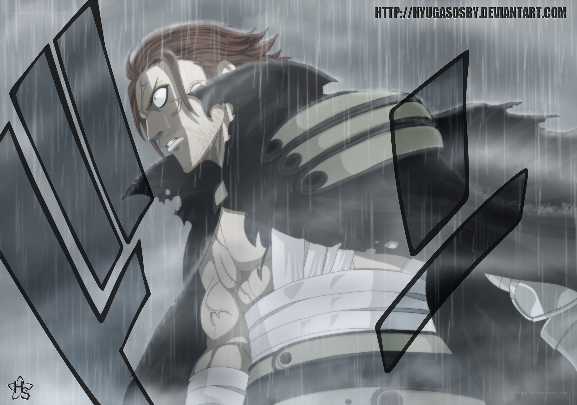 anime character in rain