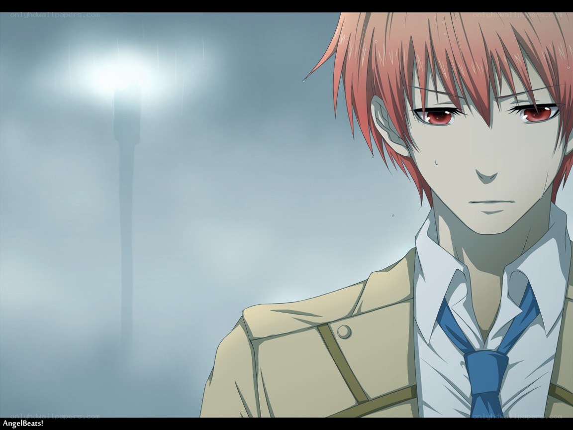 anime character in rain