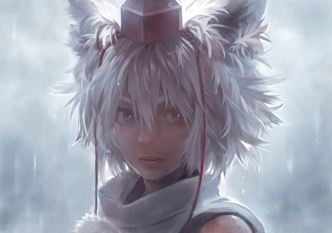 anime character in rain