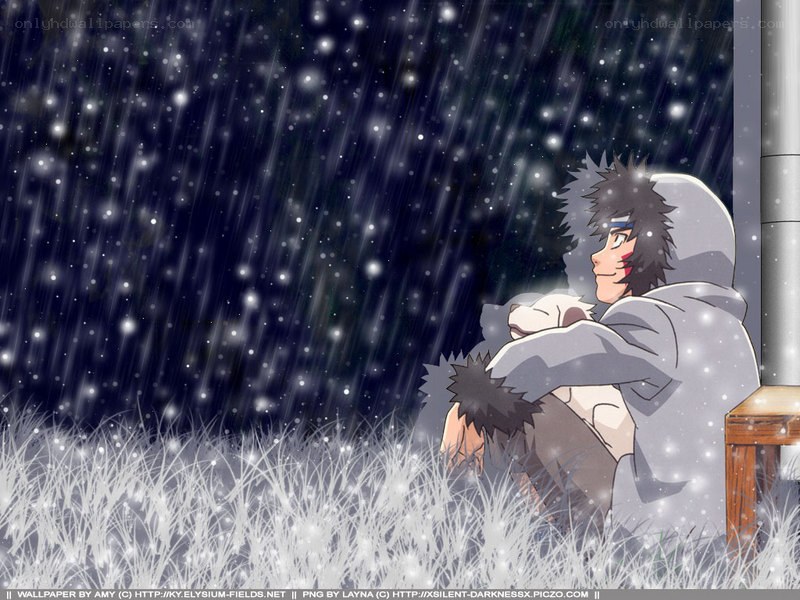 anime character in rain