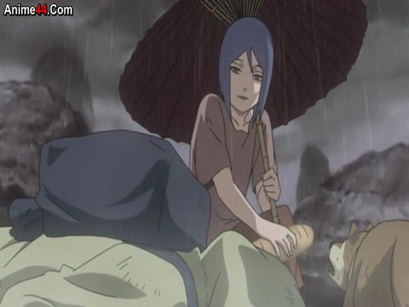 anime character in rain