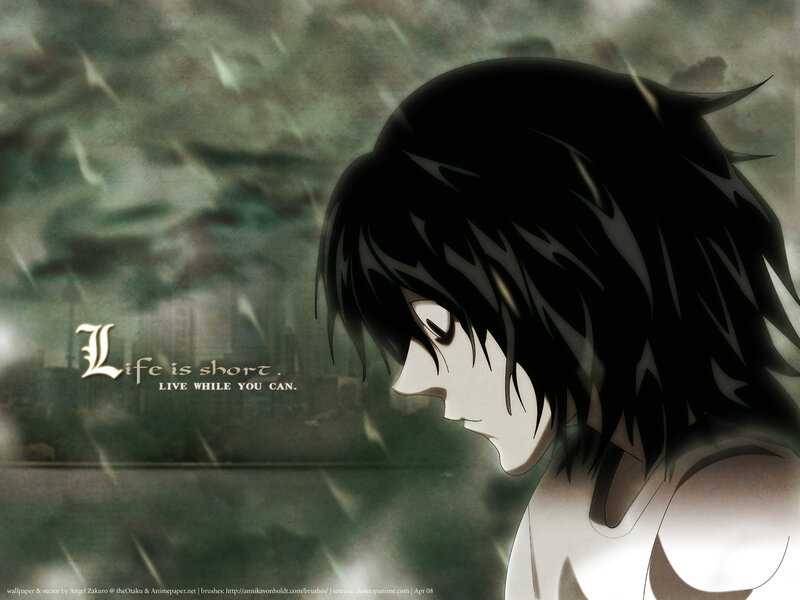 Anime Character in Rain — Black, Dramatic, Cityscape